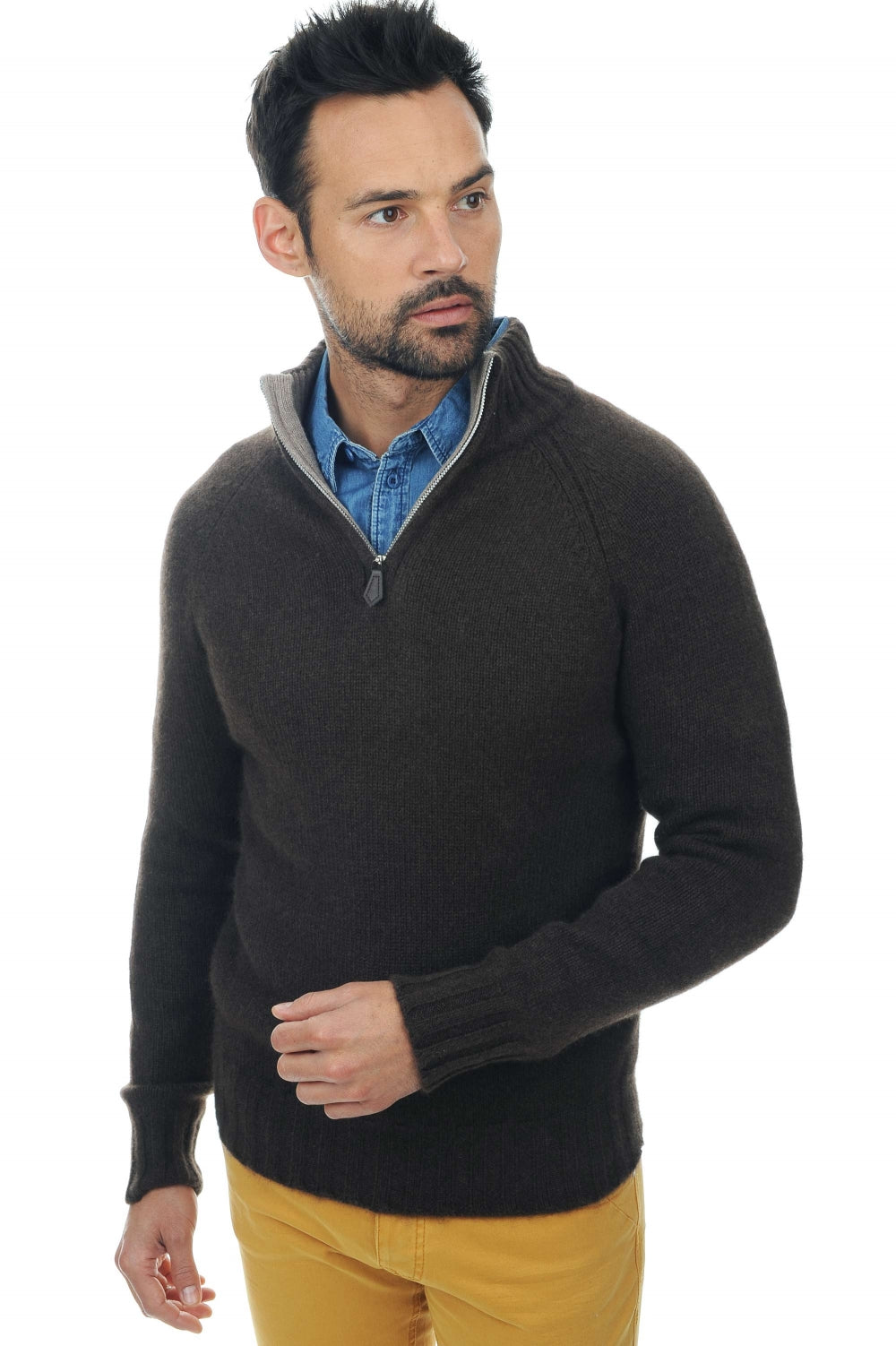 Howard en cachemire et yak homme - marron naturel-natural brown - Mahogany