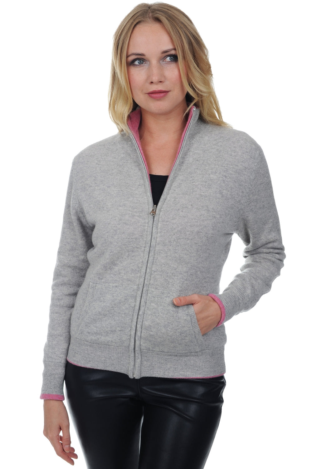 Akemi en cachemire femme - flanelle chiné-bubble gum - Mahogany