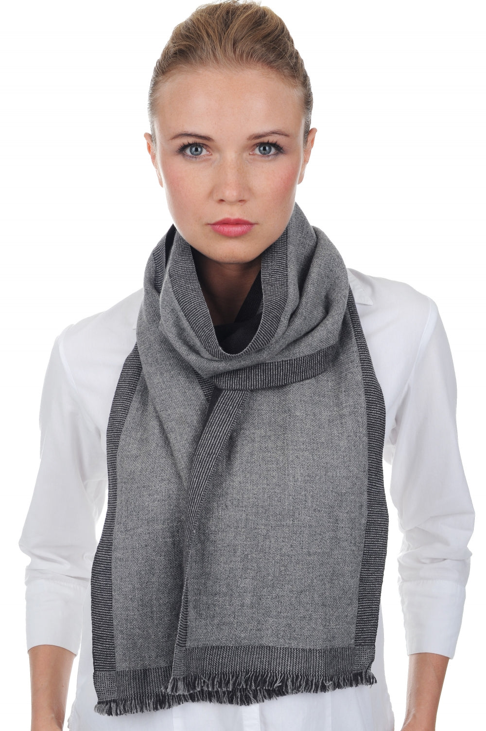 Tonnerre en cachemire mixte - gris chiné-anthracite - Mahogany