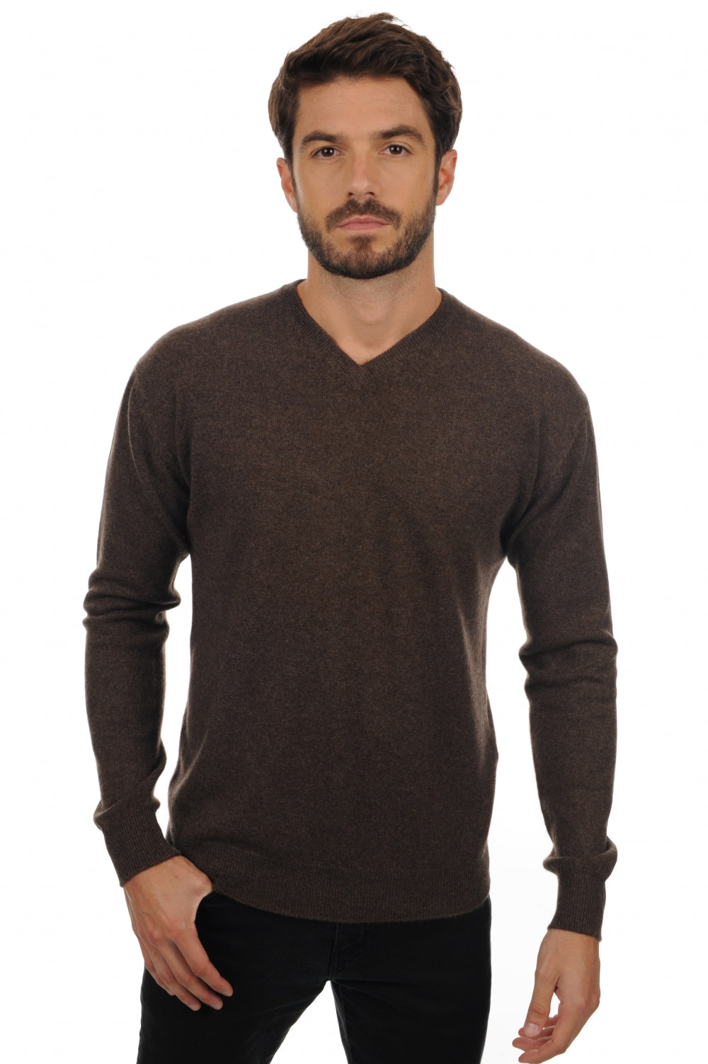 Maddox en cachemire homme - marron chiné - Mahogany