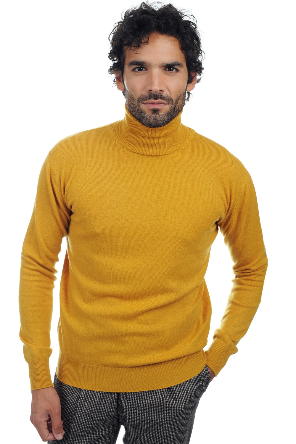 Preston en cachemire homme - moutarde - Mahogany