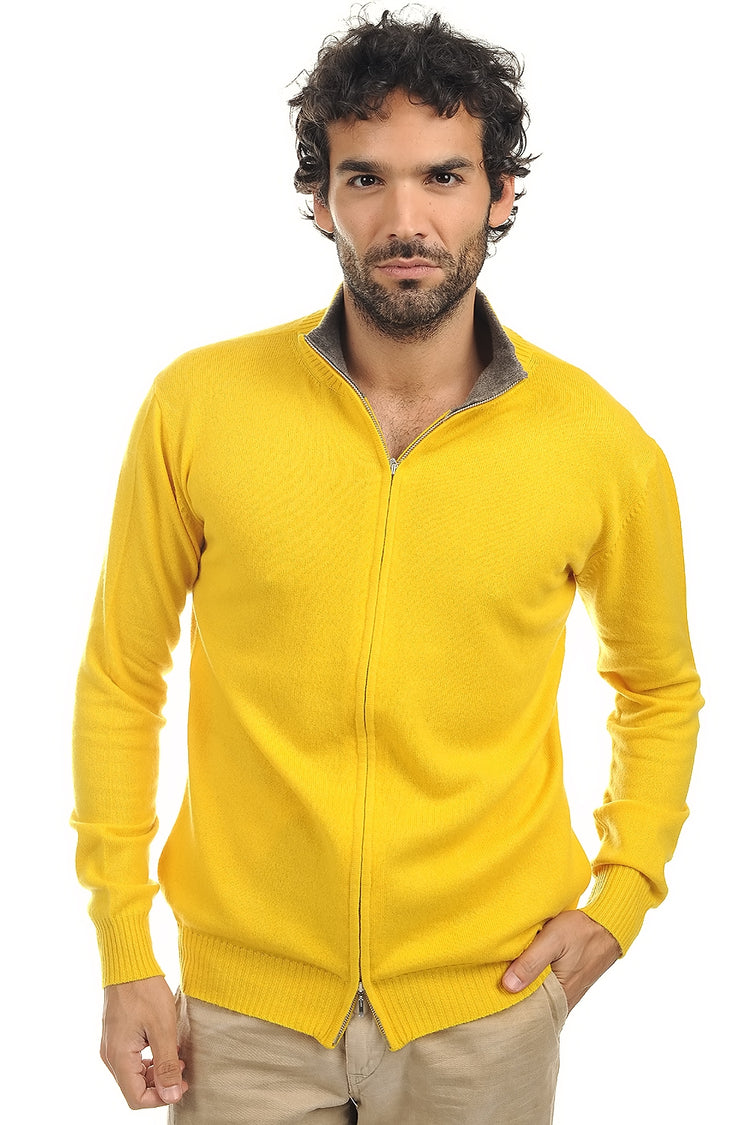 Ronald en cachemire homme - tournesol-marmotte chiné - Mahogany