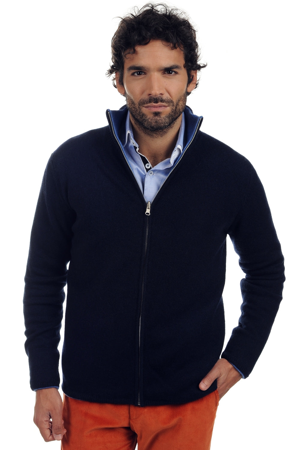 Vincent en cachemire et yak homme - bleu nuit-bleu chiné - Mahogany