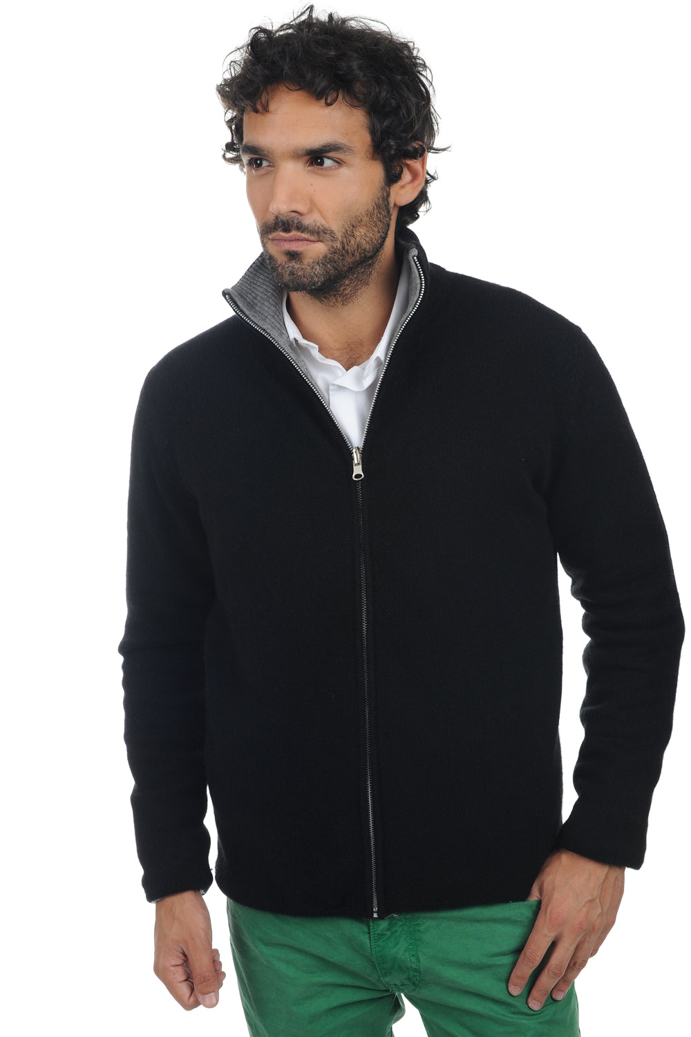 Vincent en cachemire et yak homme - noir-gris chiné - Mahogany