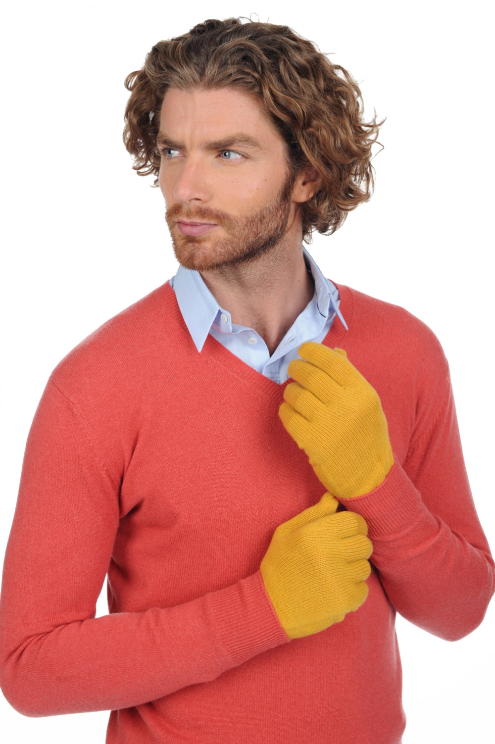 Manous en cachemire homme - moutarde - Mahogany