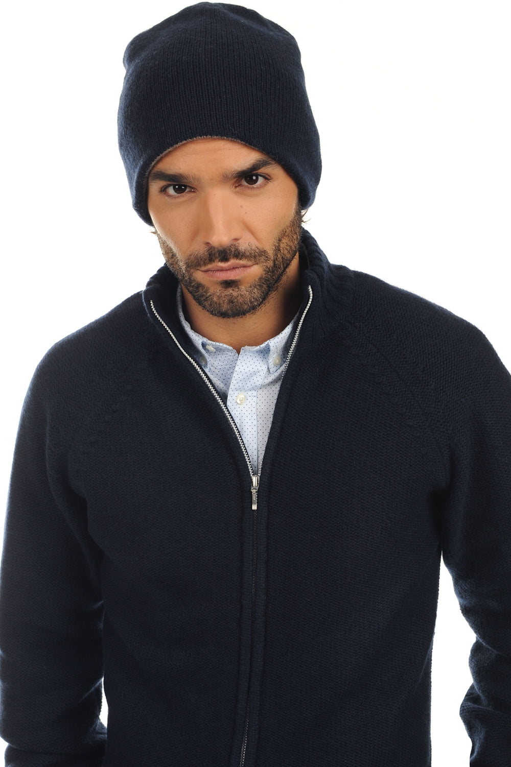 Aiden en cachemire homme - marine foncé-flanelle chiné - Mahogany