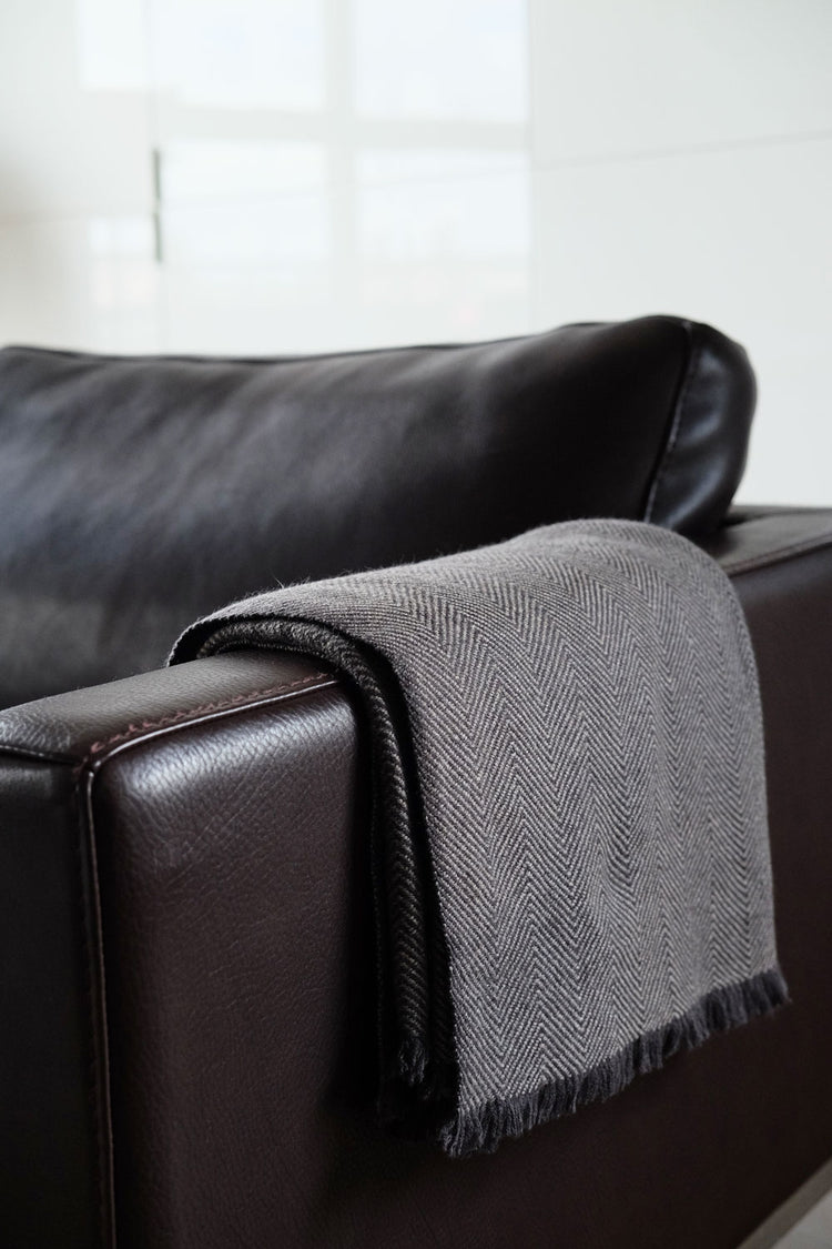Plaid en cachemire, 100 % Cachemire, mixte, rayures, normale / 2 et 4 fils, tissé épais, Mahogany