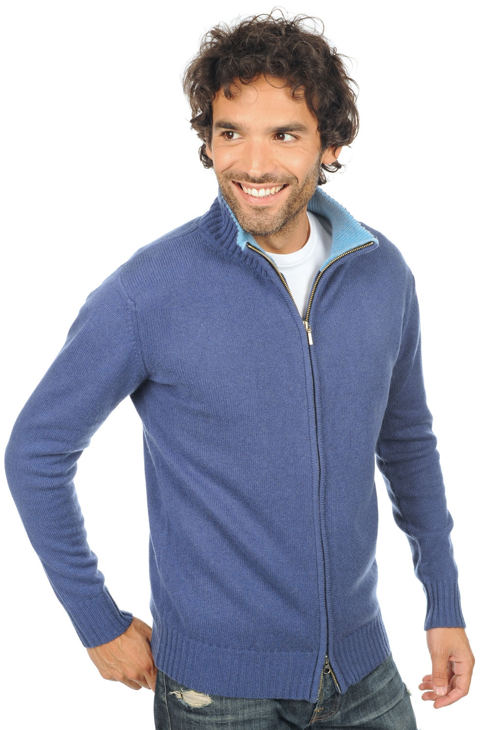 Gilet en cachemire, 100 % Cachemire, homme, col col montant / col cheminée, fermeture zip, coupe droite, manches longues, fine, , Mahogany