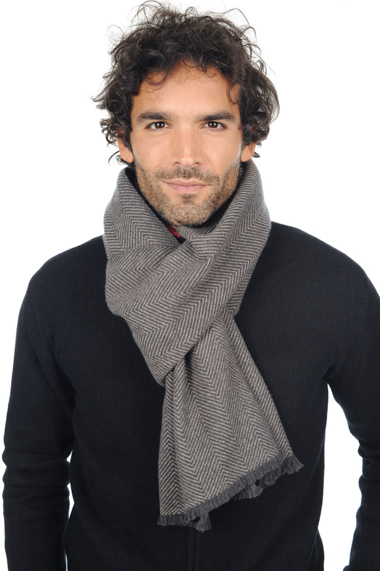 Echarpe en cachemire, 100 % Cachemire, mixte, rayures, fine, , Mahogany