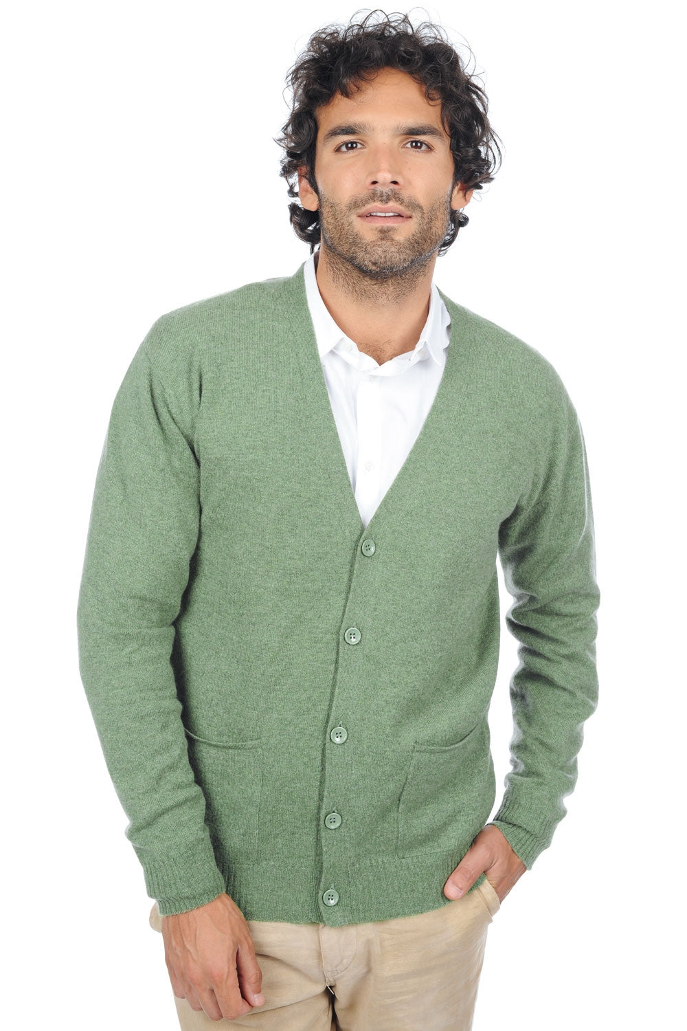 Yoni en cachemire homme - vert chiné - Mahogany
