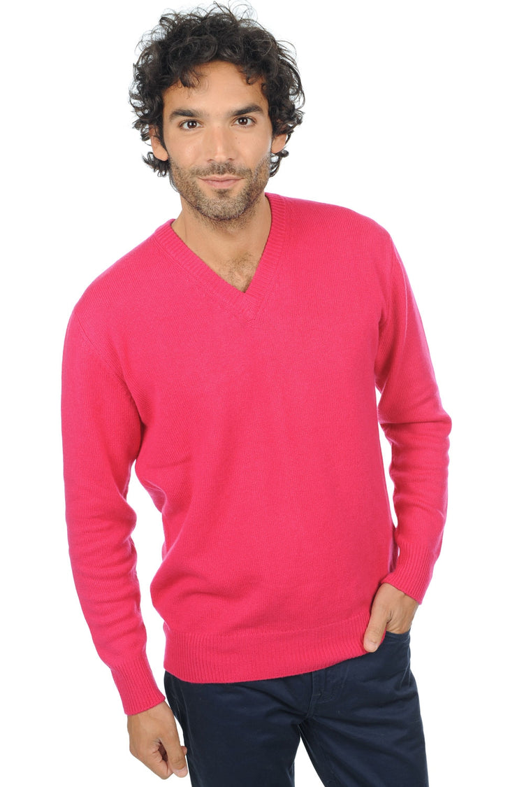 Pull en cachemire, 100 % Cachemire, homme, col col v, coupe droite, manches longues, normale / 2 et 4 fils, tricot normal, Mahogany