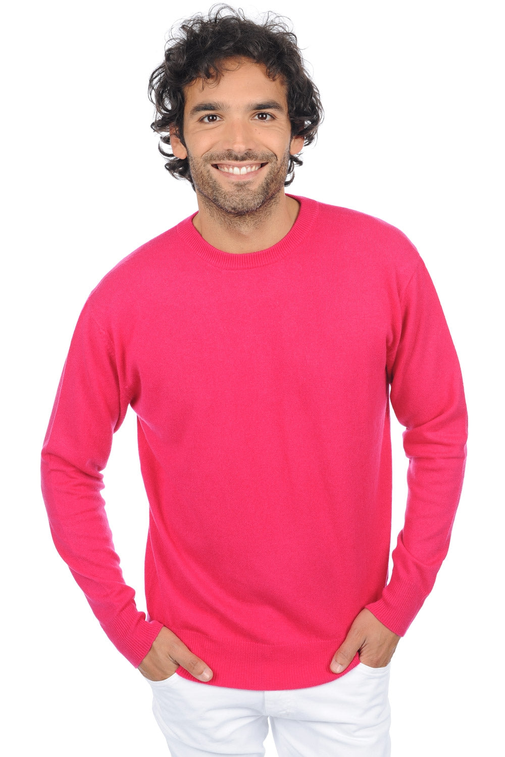Pull en cachemire, 100 % Cachemire, homme, col col rond, coupe droite, manches longues, fine, , Mahogany