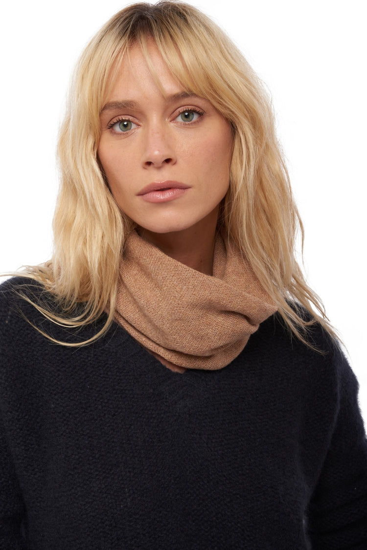 Fraise en cachemire femme - camel chiné - Mahogany