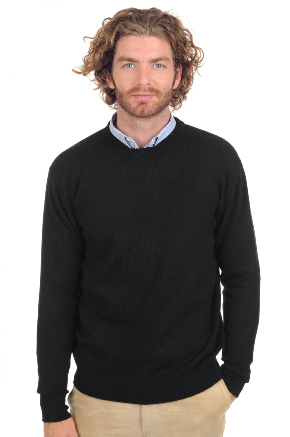 Pull en cachemire, 100 % Cachemire, homme, col col rond, coupe droite, manches longues, fine, , Mahogany