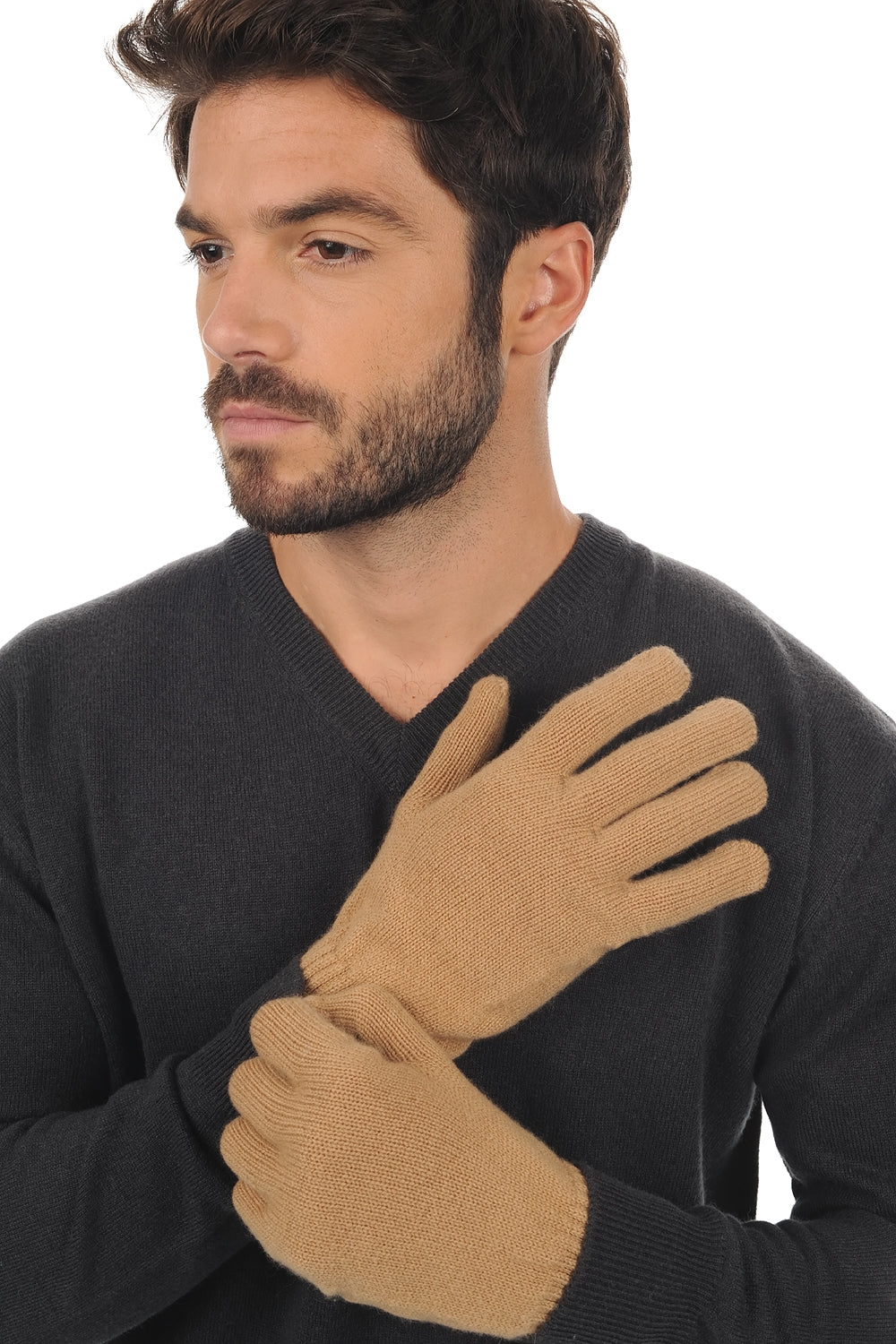 Manous en cachemire homme - camel - Mahogany