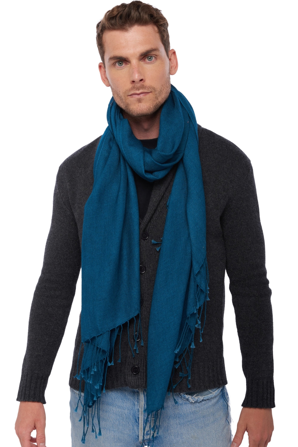 Diamant en cachemire mixte - bleu canard - Mahogany