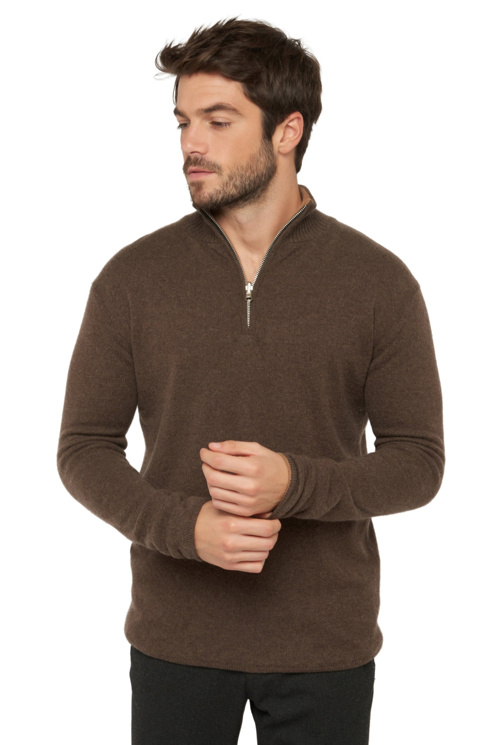 Cilio en cachemire homme - marron chiné / camel chiné - Mahogany