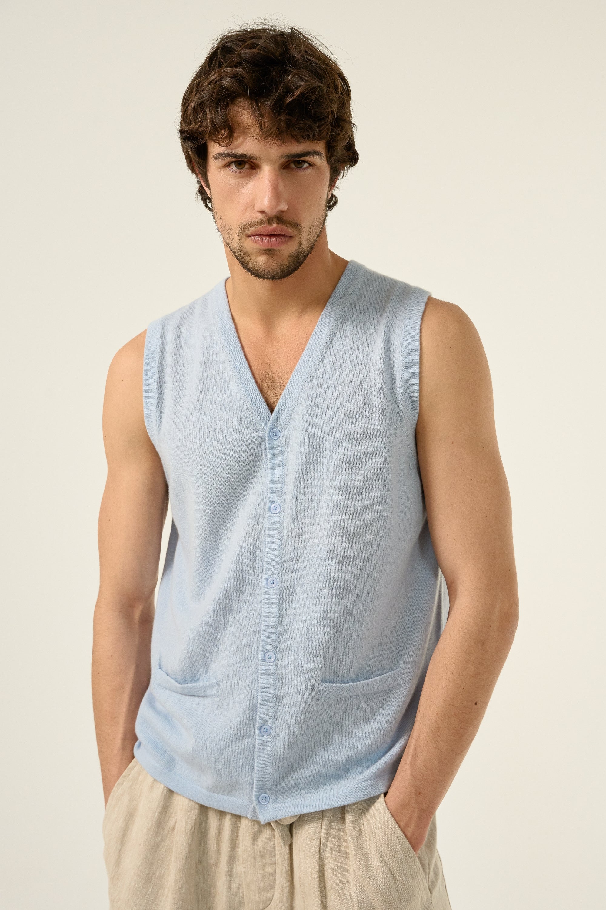 Basile en cachemire homme - ciel - Mahogany