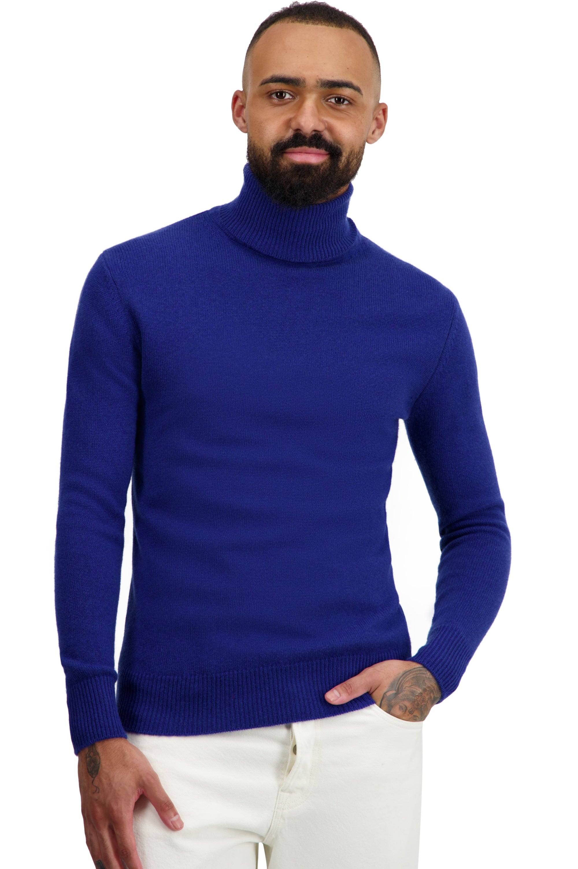 Pull en cachemire, 100 % Cachemire, homme, col col roulé, coupe droite, manches longues, normale / 2 et 4 fils, tricot normal, Mahogany