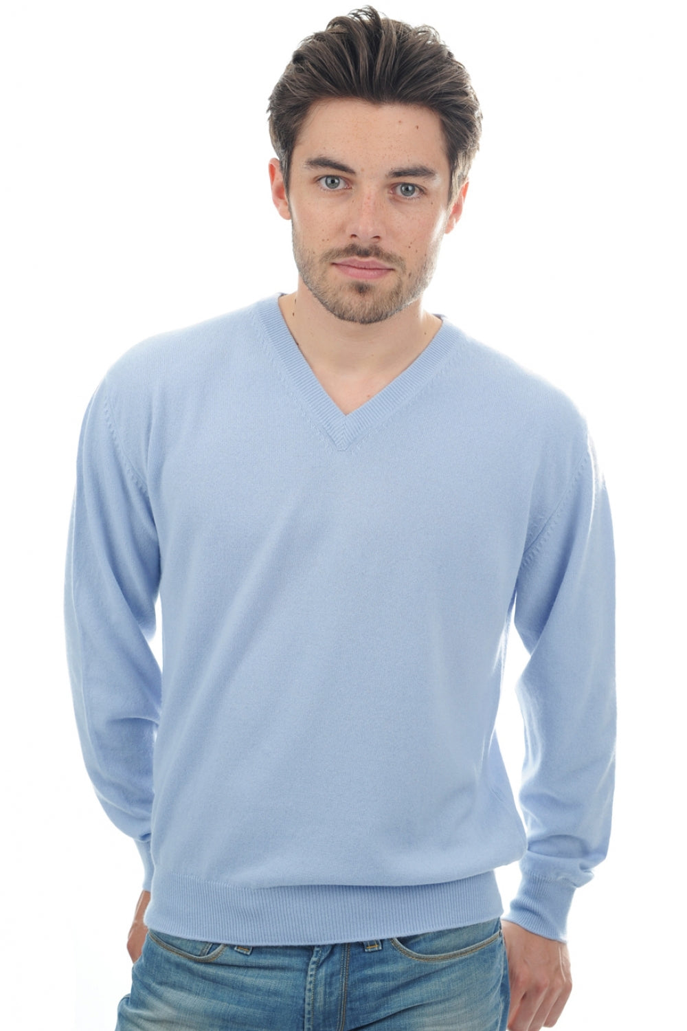 Gaspard en cachemire homme - ciel - Mahogany