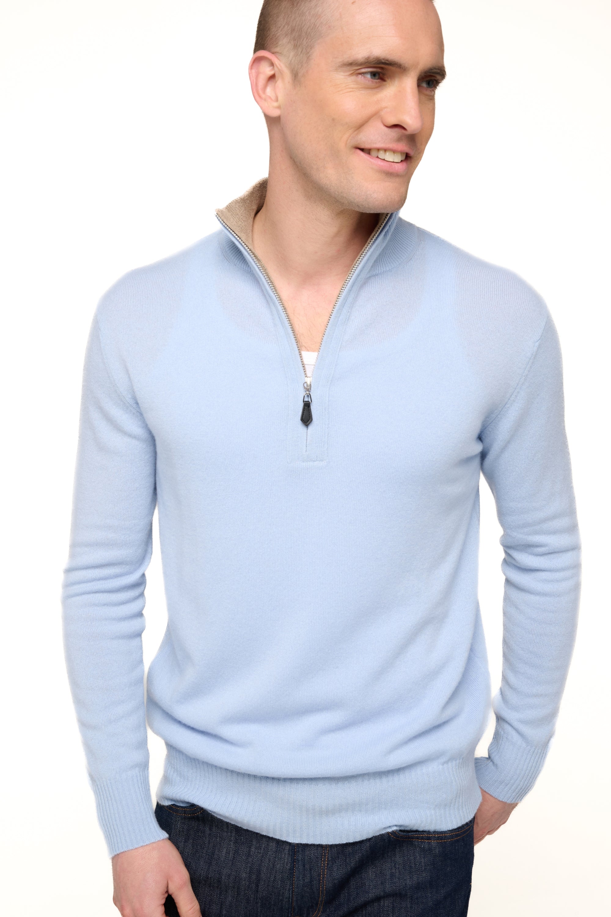 Henri en cachemire homme - ciel / natural brown - Mahogany