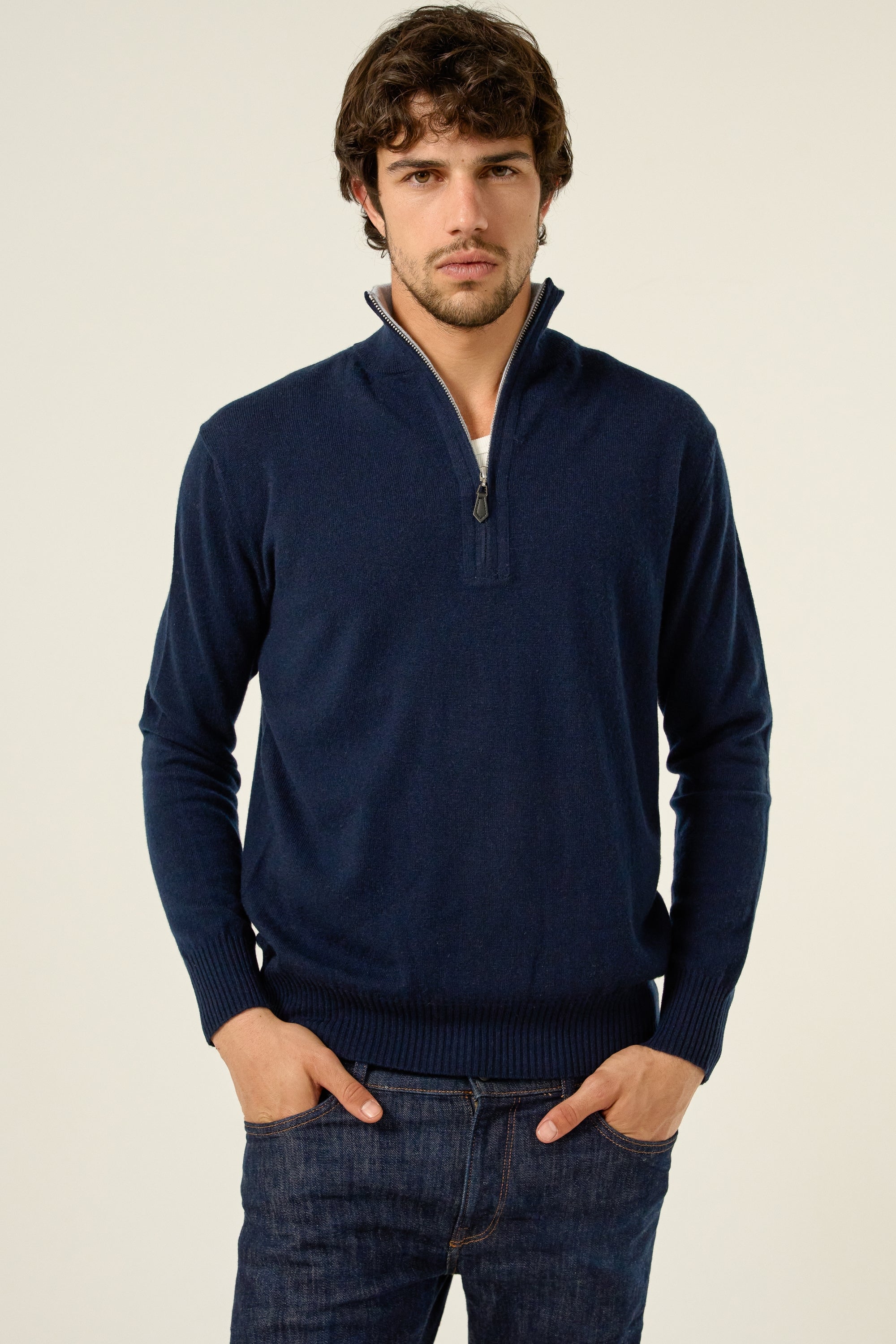Henri en cachemire homme - marine foncé / ciel - Mahogany