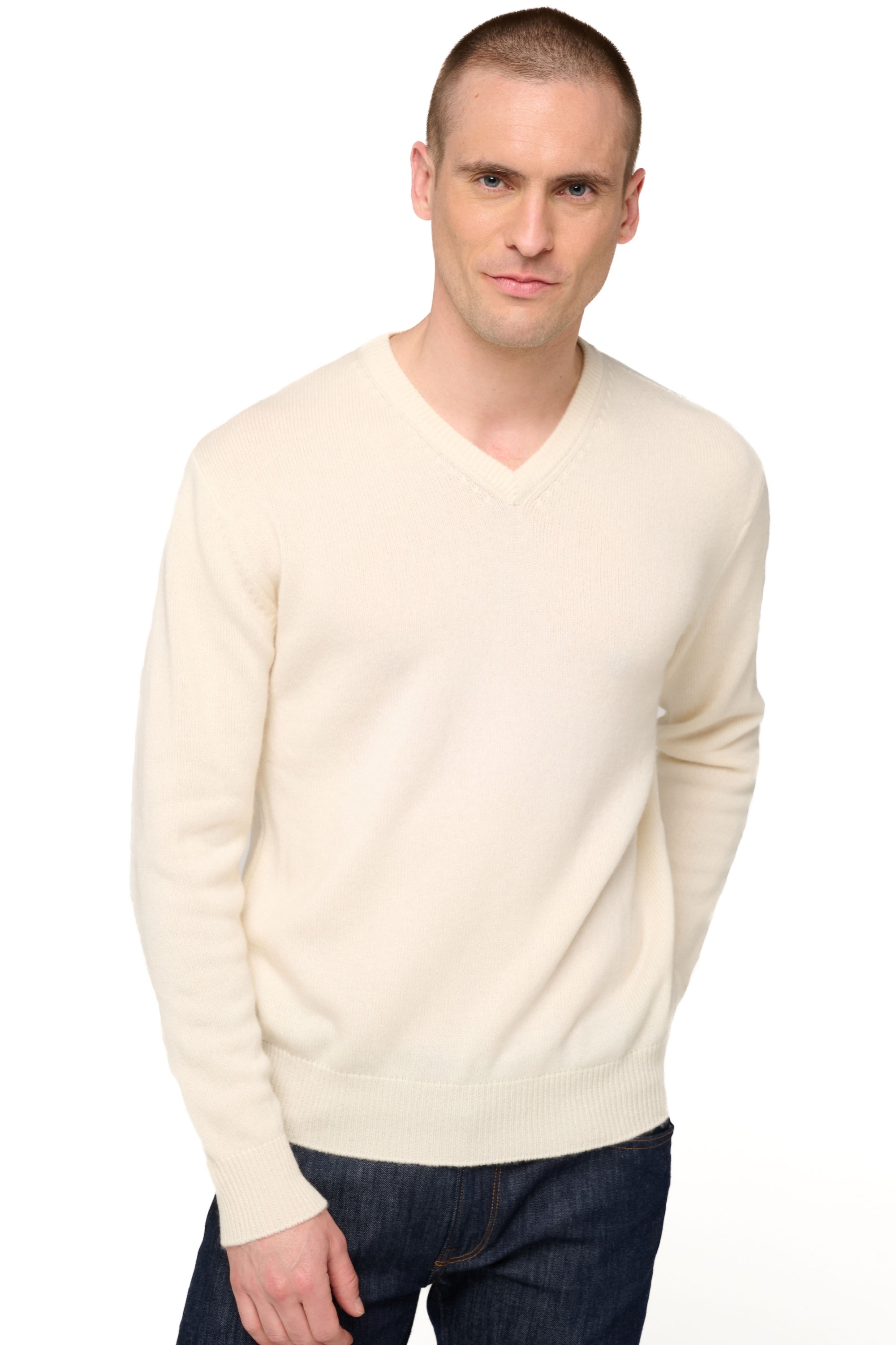 Hippolyte 4F en cachemire homme - natural écru - Mahogany