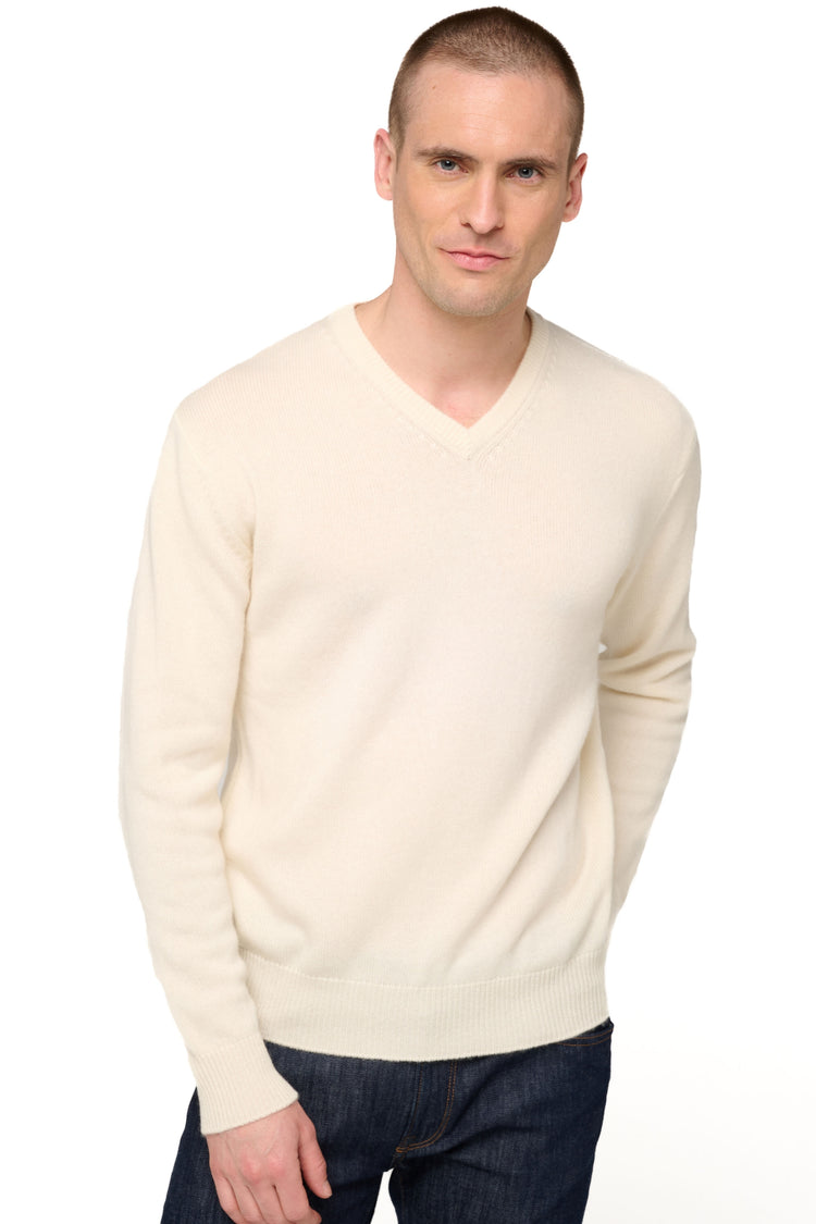 Hippolyte 4F en cachemire homme - natural écru - Mahogany