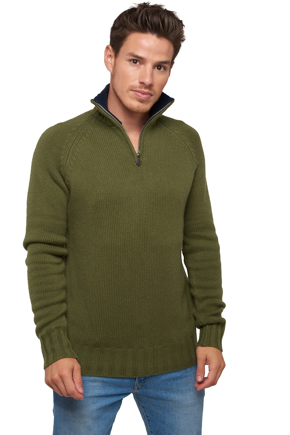 Olivier en cachemire homme - kaki / marine foncé - Mahogany