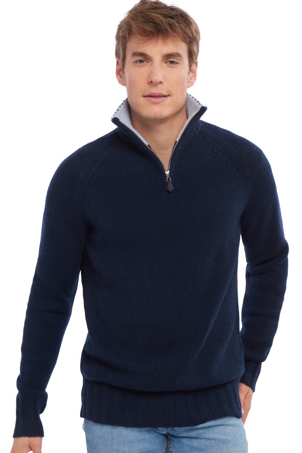 Olivier en cachemire homme - marine foncé / ciel - Mahogany