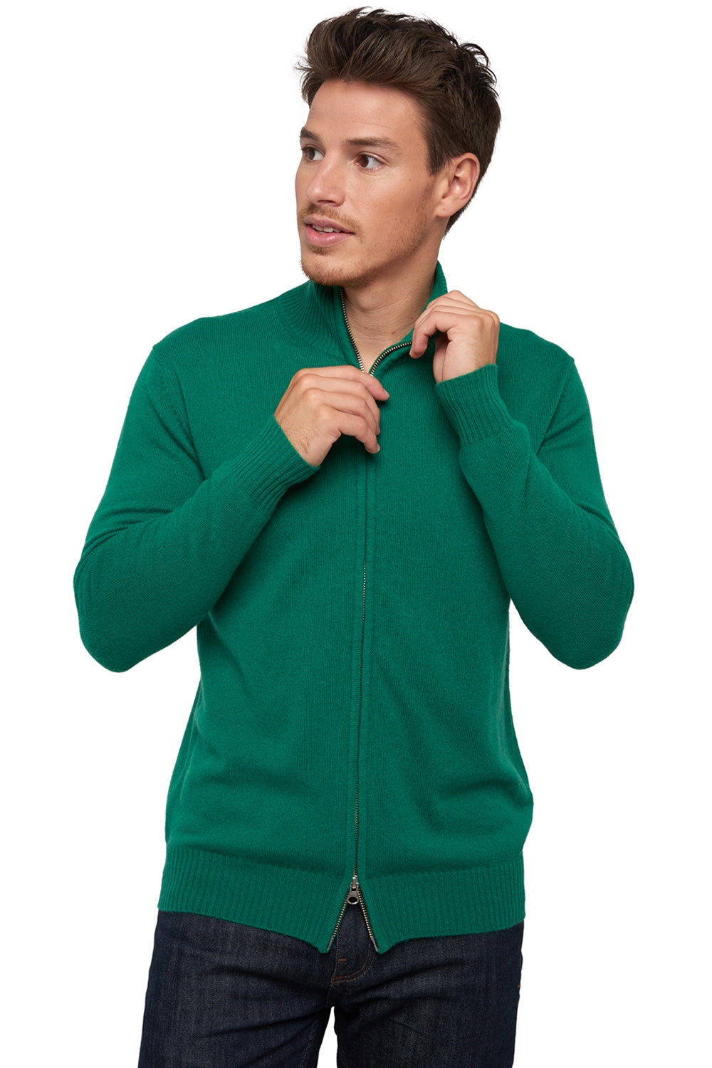 Thobias en cachemire homme - green grass - Mahogany