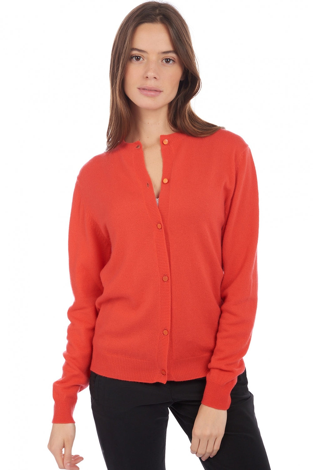 Tyra en cachemire femme - pinkorange - Mahogany