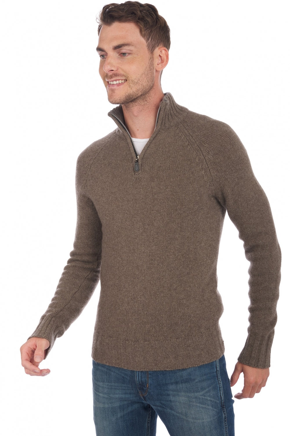 Howard en cachemire et yak homme - marmotte naturel / marmotte chiné - Mahogany