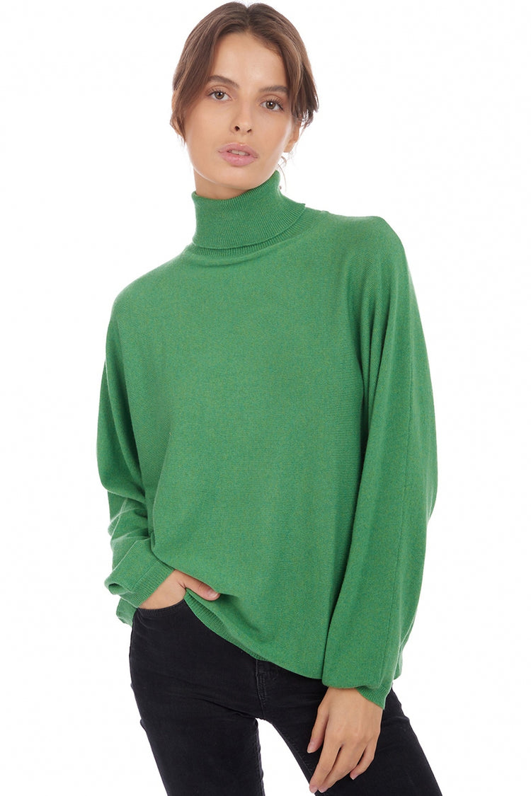 Pull en cachemire, 100 % Cachemire, femme, col col roulé, coupe oversize, manches chauve souris, normale / 2 et 4 fils, tricot normal, Mahogany