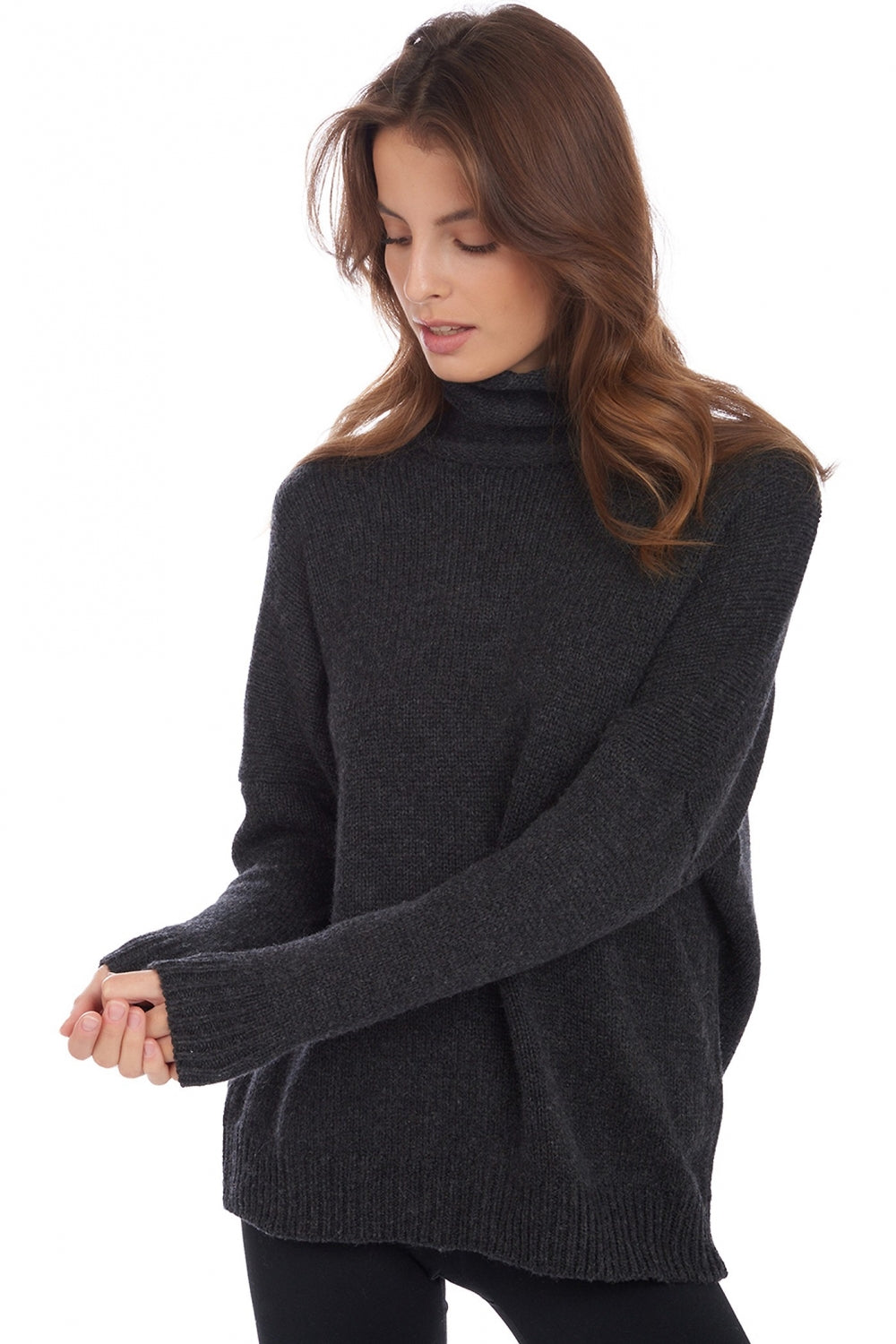 Pull en chameau, 100 % Chameau, femme, col col roulé, coupe ample, manches longues, normale / 2 et 4 fils, tricot normal, Mahogany
