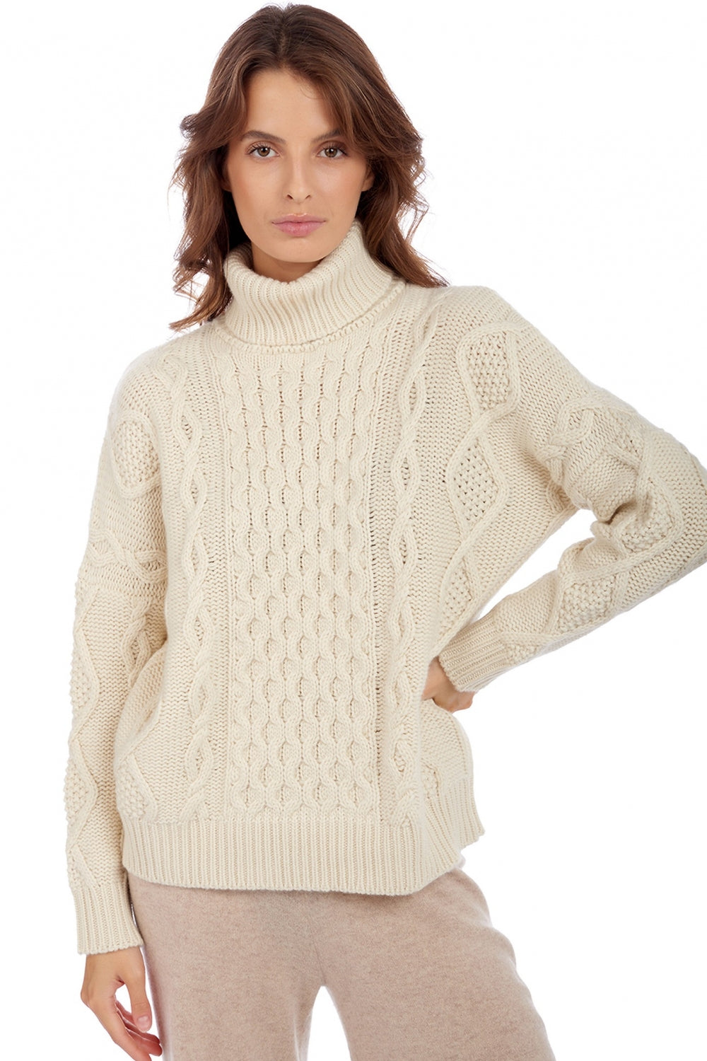 Albury en cachemire femme - natural écru - Mahogany