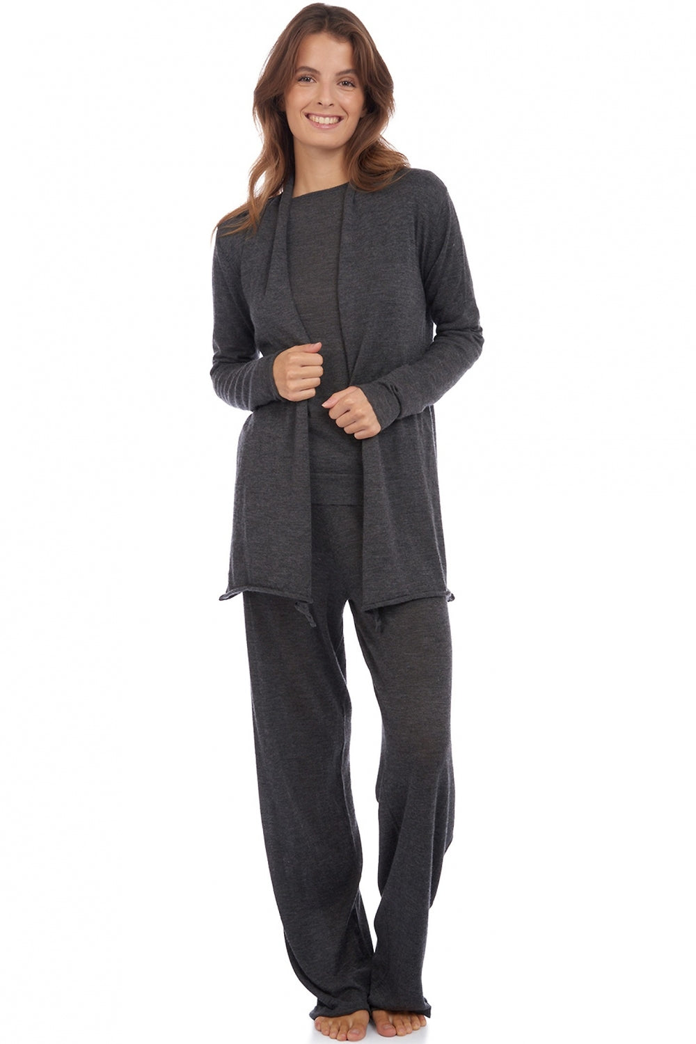 Boubou en duvet de cachemire femme - Vue 3 - anthracite chiné - Mahogany