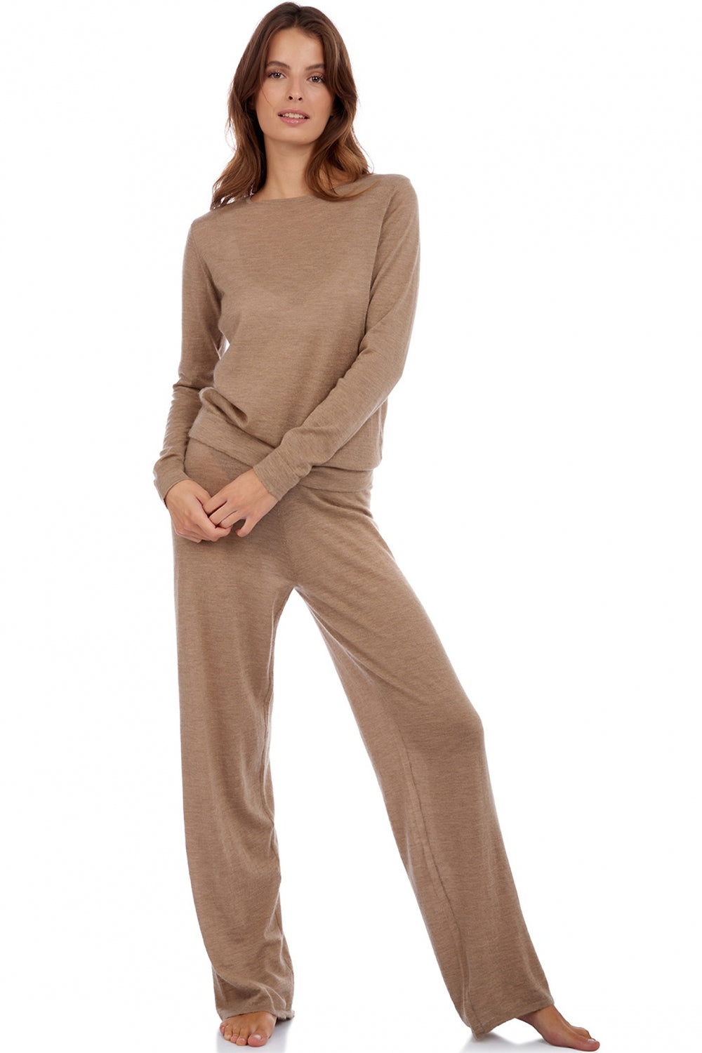 Boubou en duvet de cachemire femme - vison - Mahogany