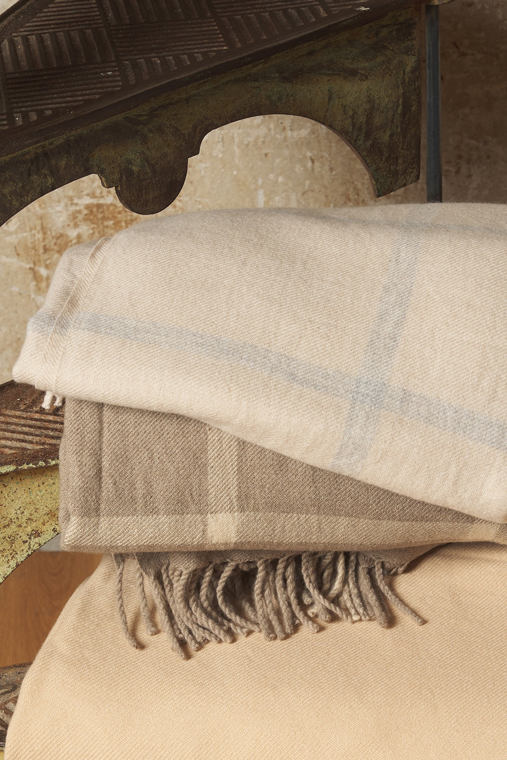 Plaid en cachemire, 100 % Cachemire, mixte, carreaux, normale / 2 et 4 fils, tissé épais, Mahogany