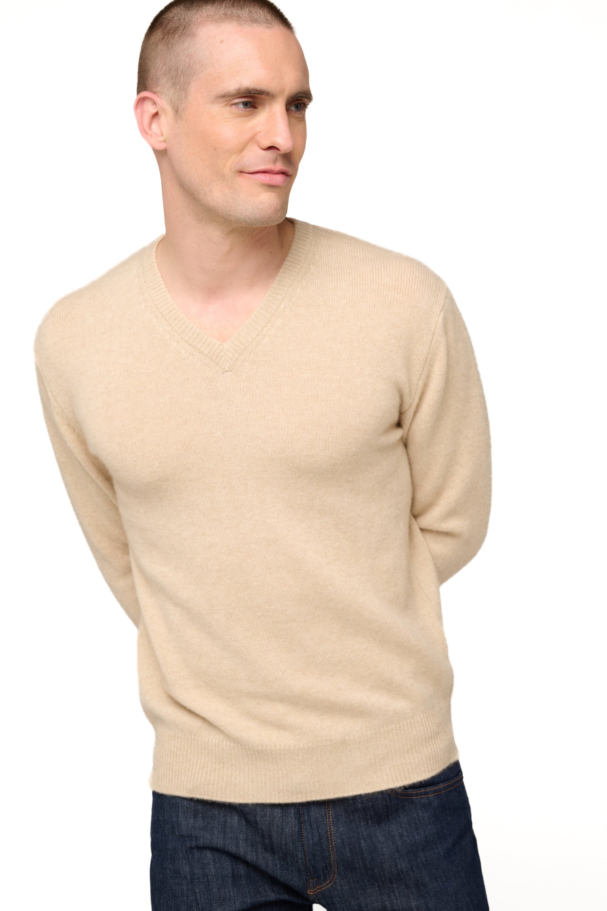 Hippolyte 4F en cachemire homme - natural beige - Mahogany