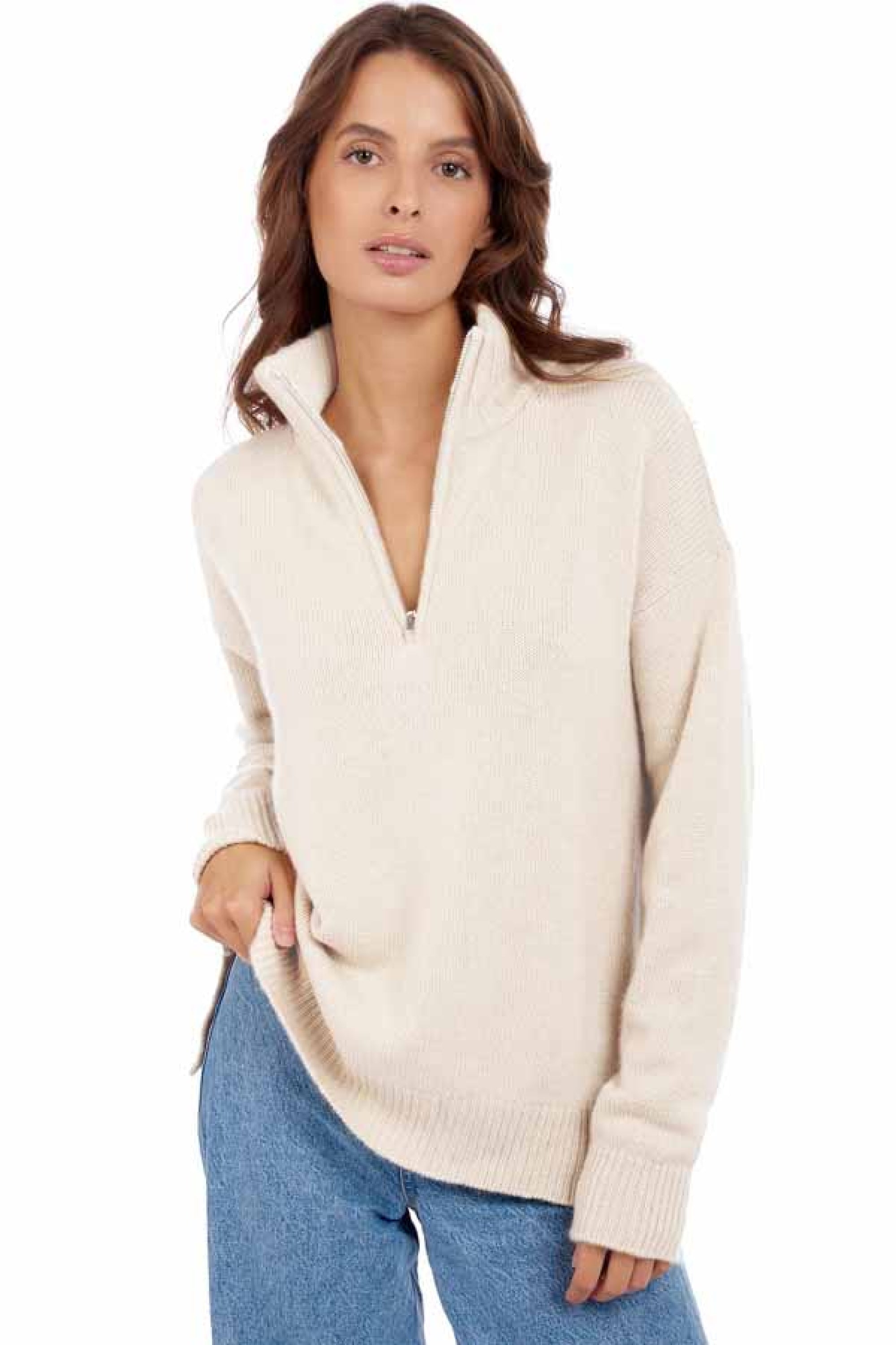 Alizette en cachemire femme - natural écru - Mahogany