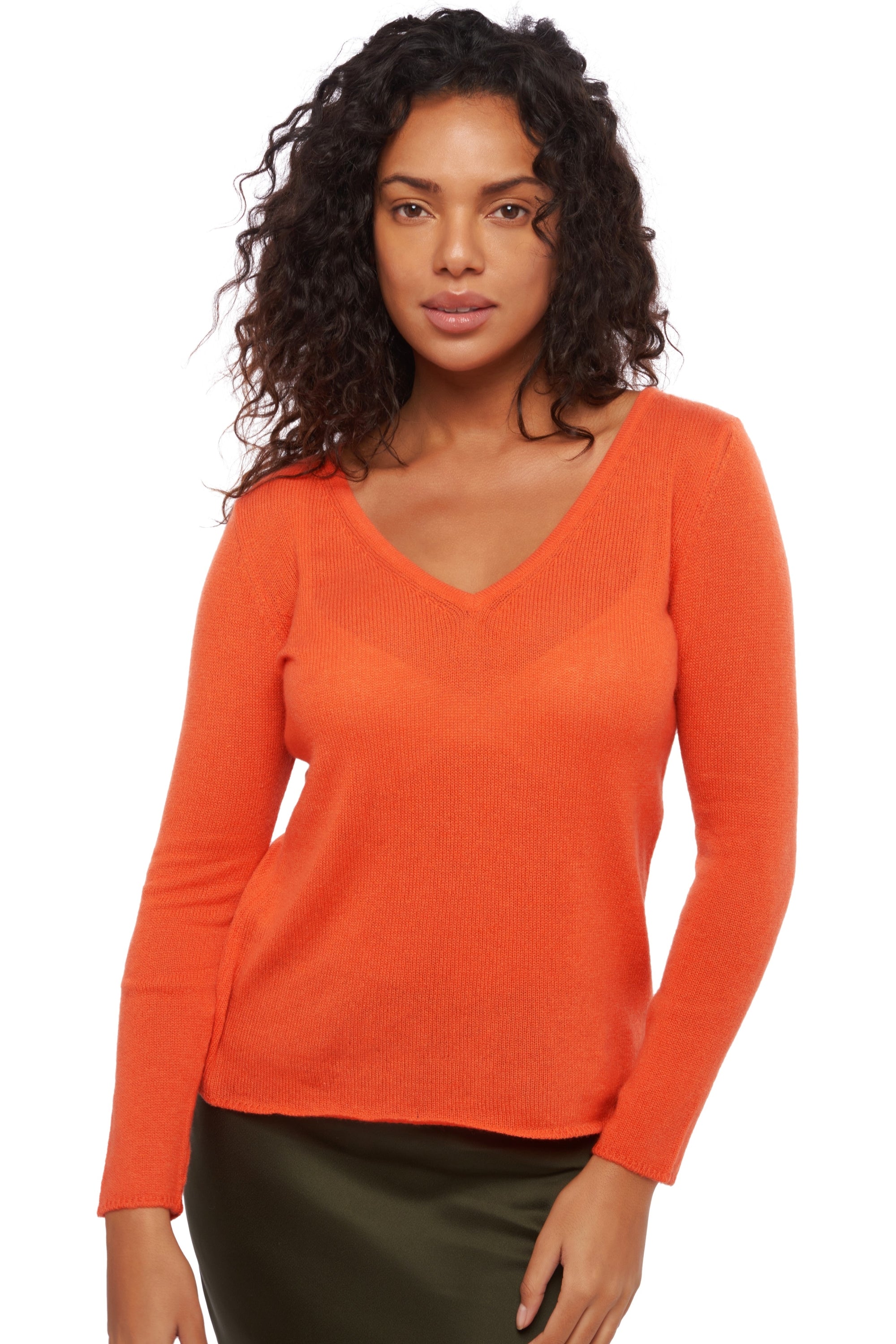 Flavie en cachemire femme - satsuma - Mahogany