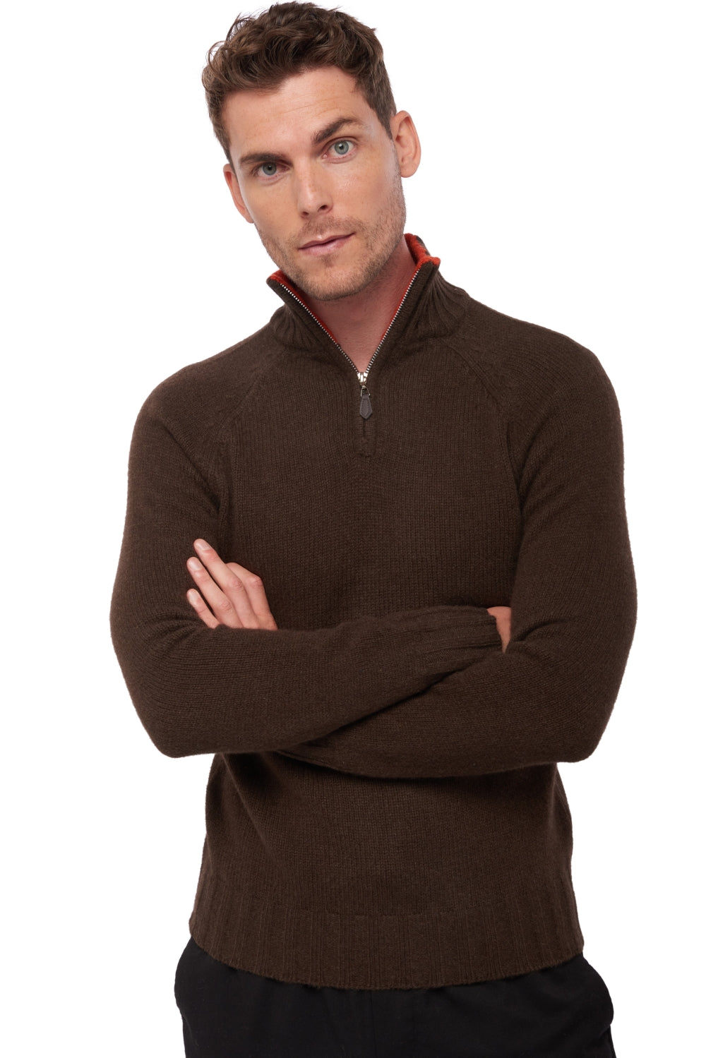 Howard en cachemire et yak homme - marron naturel / paprika - Mahogany