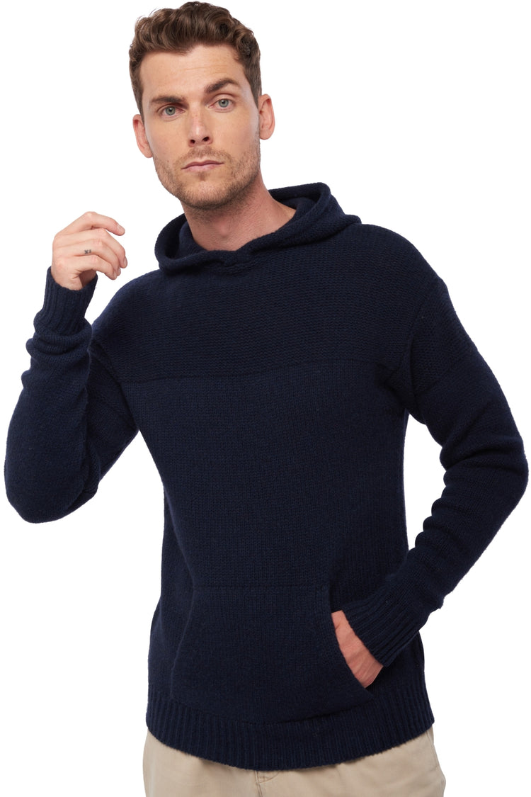 Pull en yak, 100 % Yak, homme, capuche, coupe droite, manches longues, grosse / 6 fils et +, jersey, Mahogany