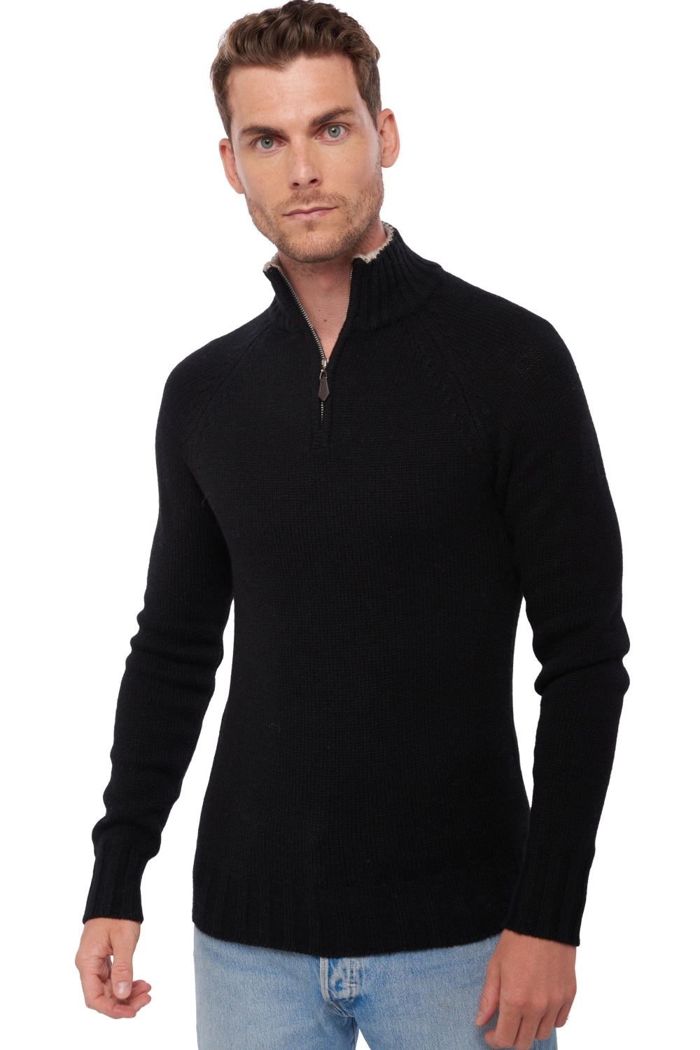 Howard en cachemire et yak homme - noir / jute - Mahogany