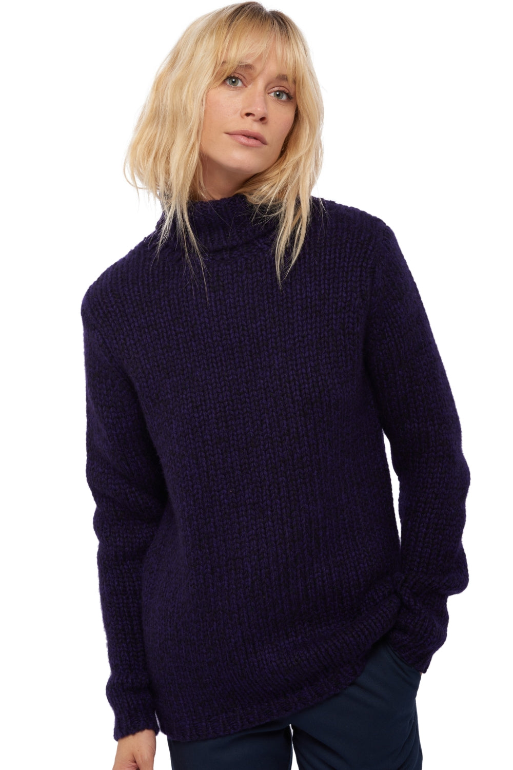 Vicenza en cachemire femme - noir / deep purple - Mahogany