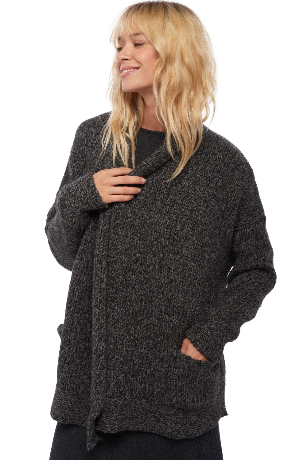 Vienne en cachemire femme - marmotte chiné / noir - Mahogany