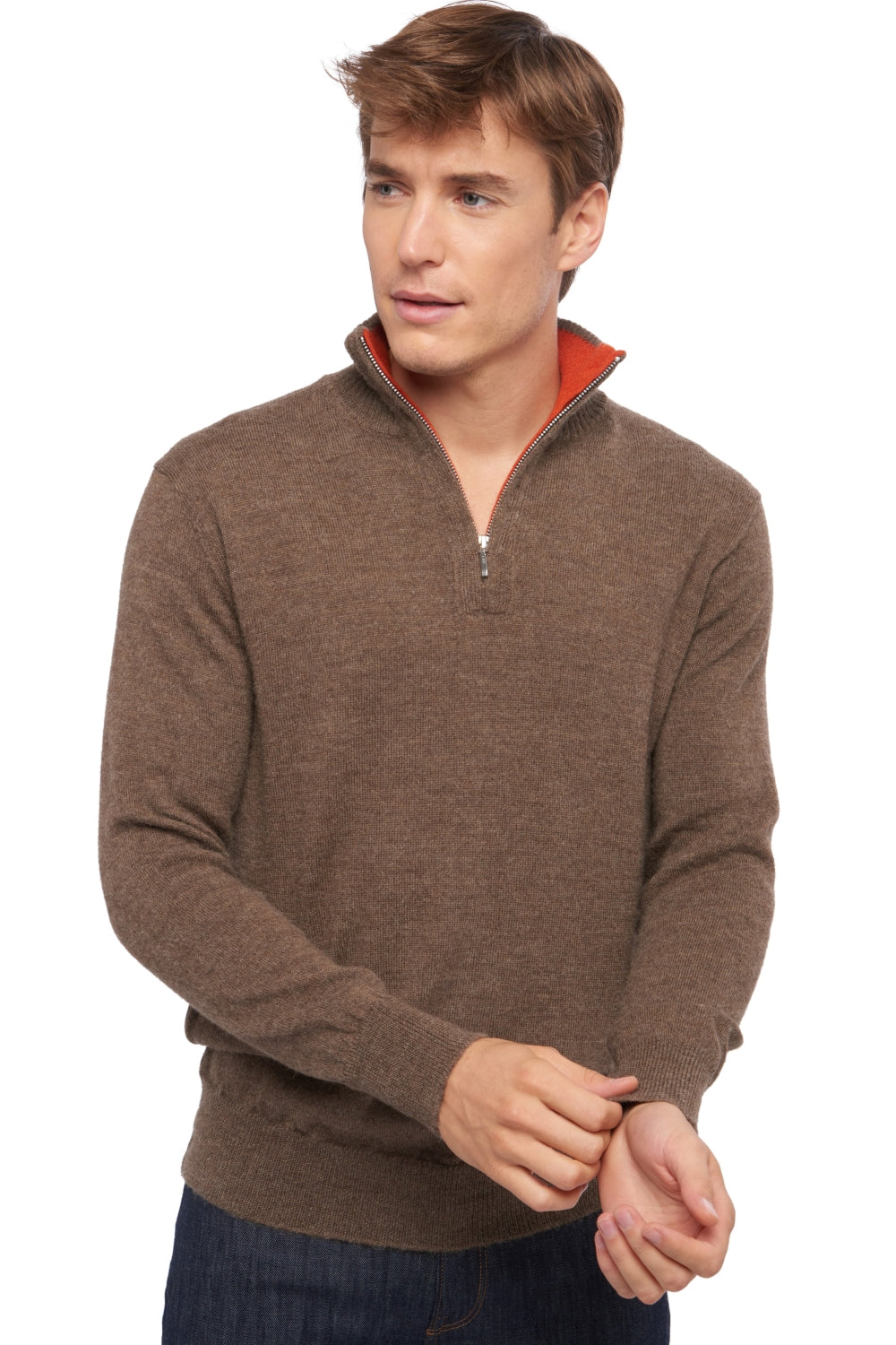 Vihari en baby alpaga & cachemire homme - naturel / paprika - Mahogany