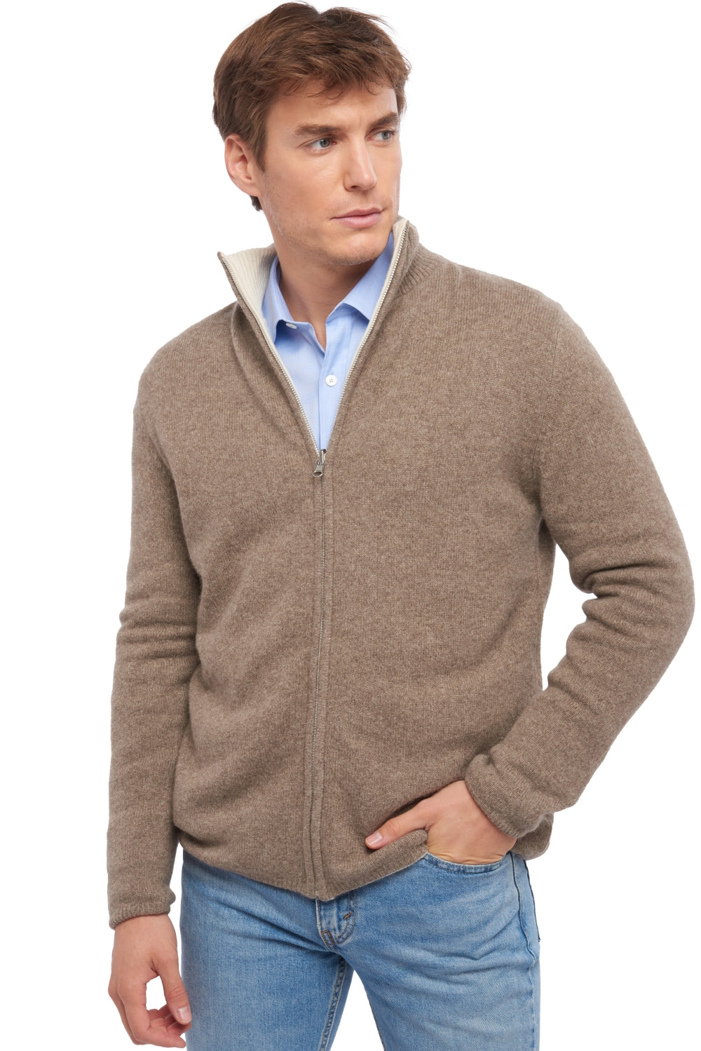 Vincent en cachemire et yak homme - marmotte naturel / natural écru - Mahogany