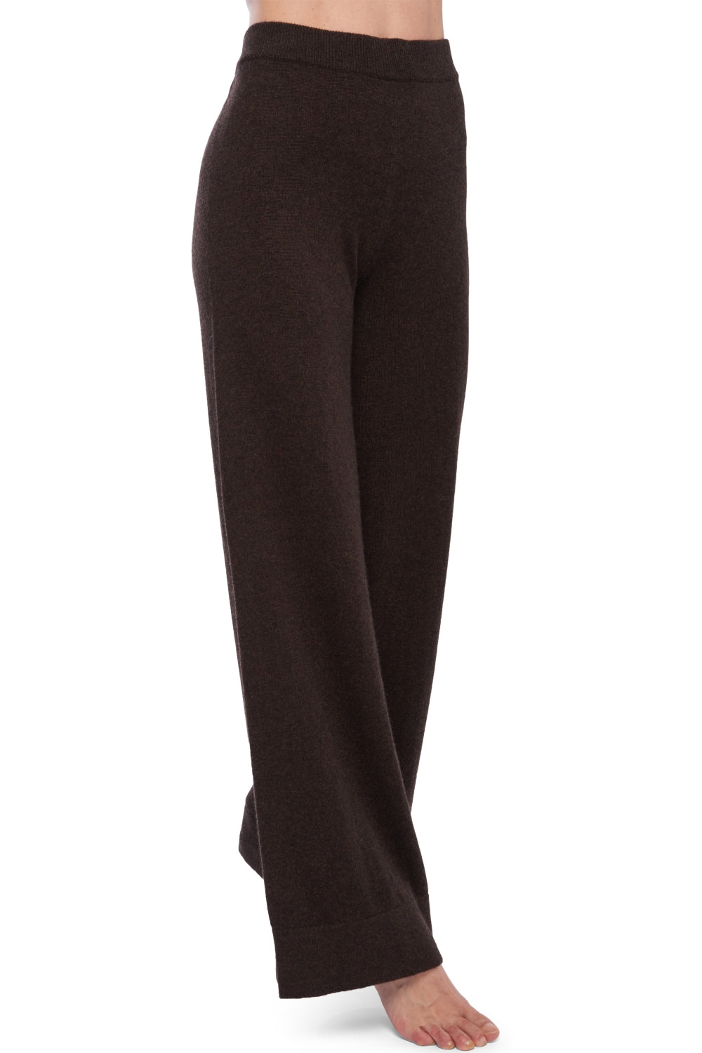 Pantalon en cachemire, 100 % Cachemire, femme, coupe evasée, normale / 2 et 4 fils, tricot normal, Mahogany